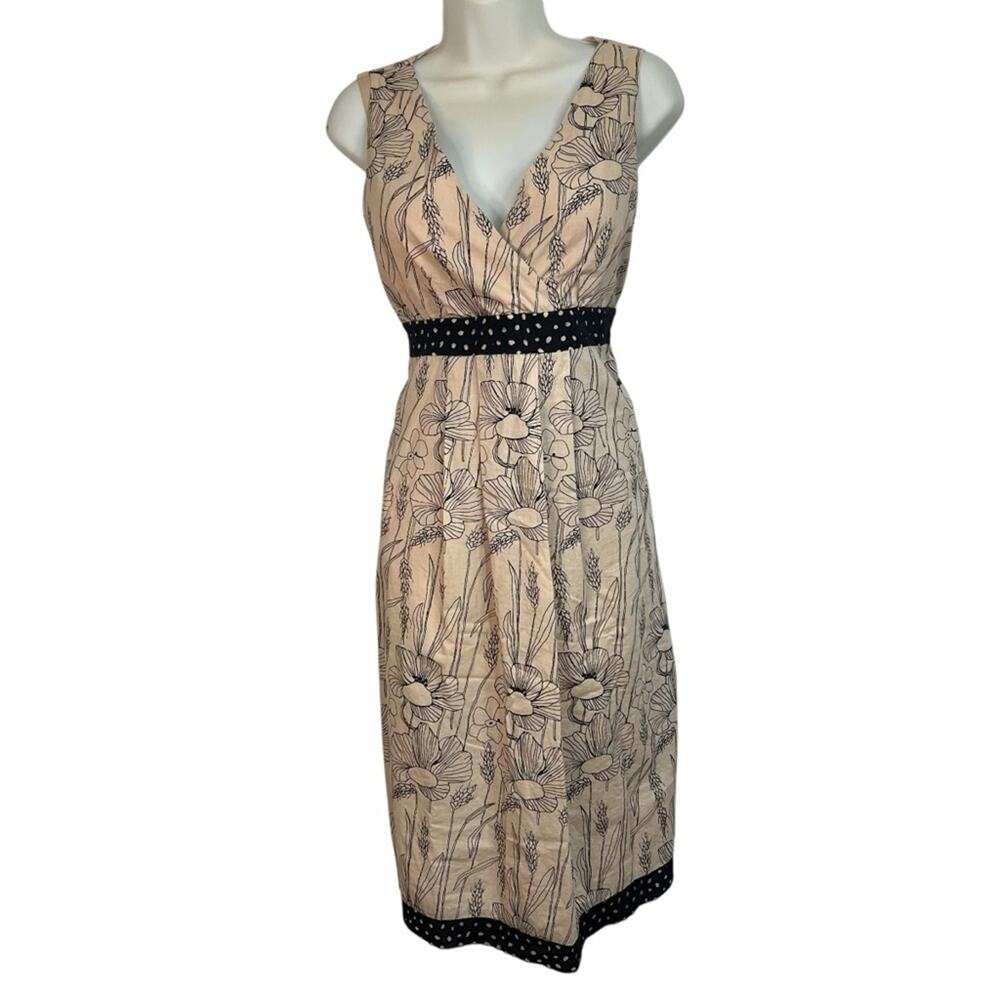 Believe 100% Cotton Dress Size 10, Abstract Pen & Ink Line Floral Design